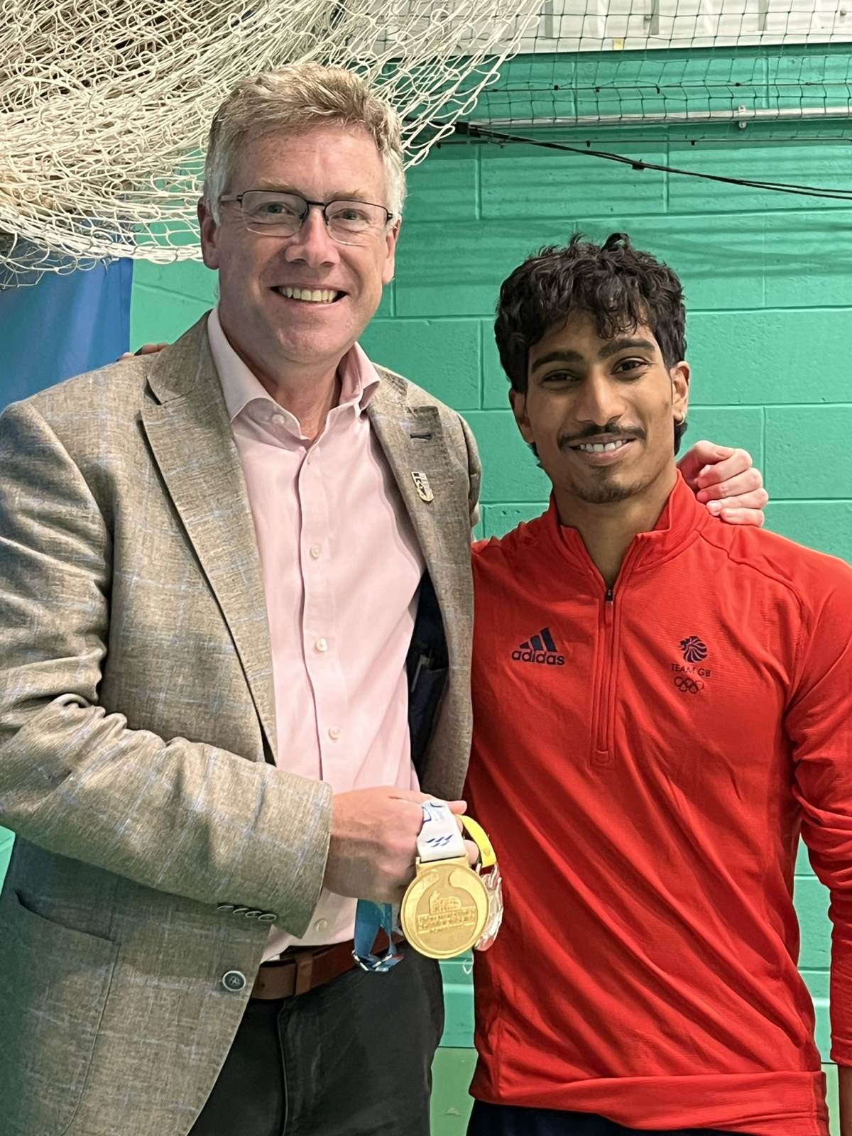 Headteacher David Atkinson with Olympic Diver and former student Kyle Kothari - Class of 2016